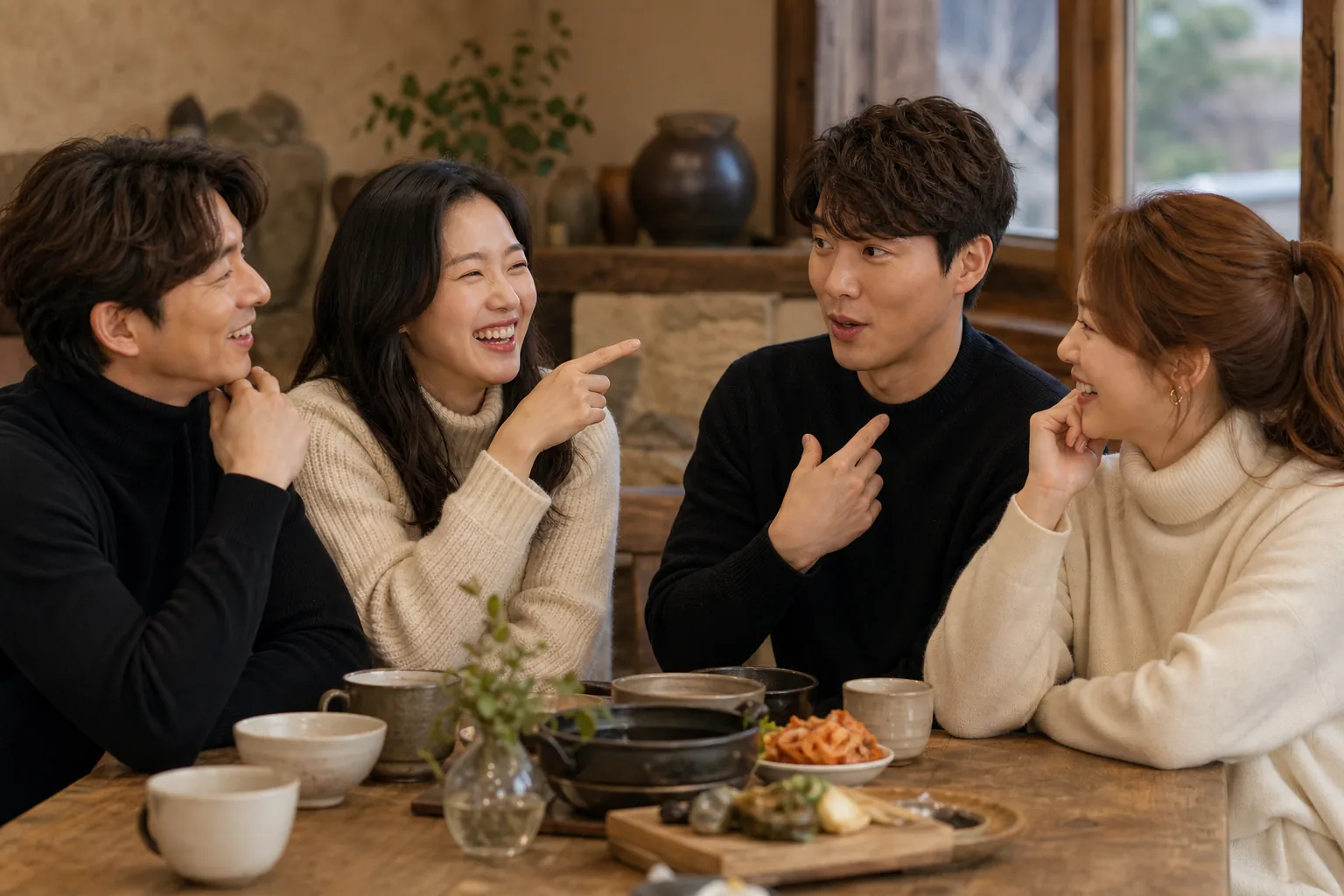 K-drama stars sharing behind the scenes memories over dinner