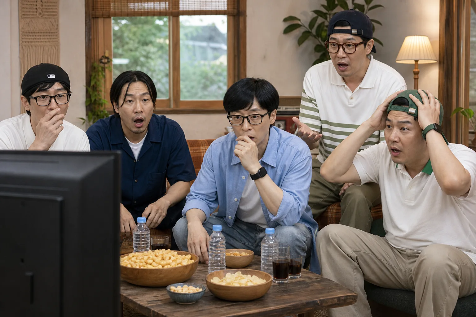 AI editorial image of a quiet television room during a tense football watch party