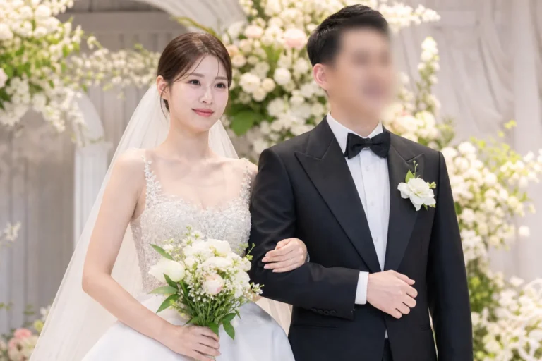 FIESTAR Linzy wedding news editorial image with elegant stage lighting