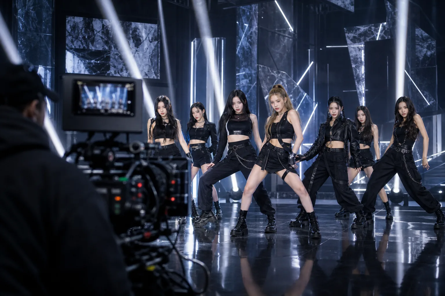 K-pop music video production concept for BABYMONSTER PSYCHO streaming milestone