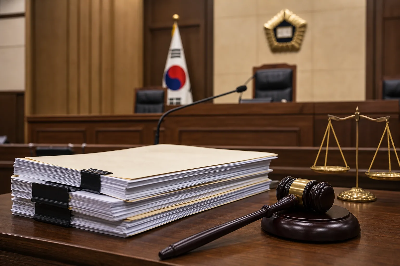 Courtroom documents in a Korean entertainment legal case