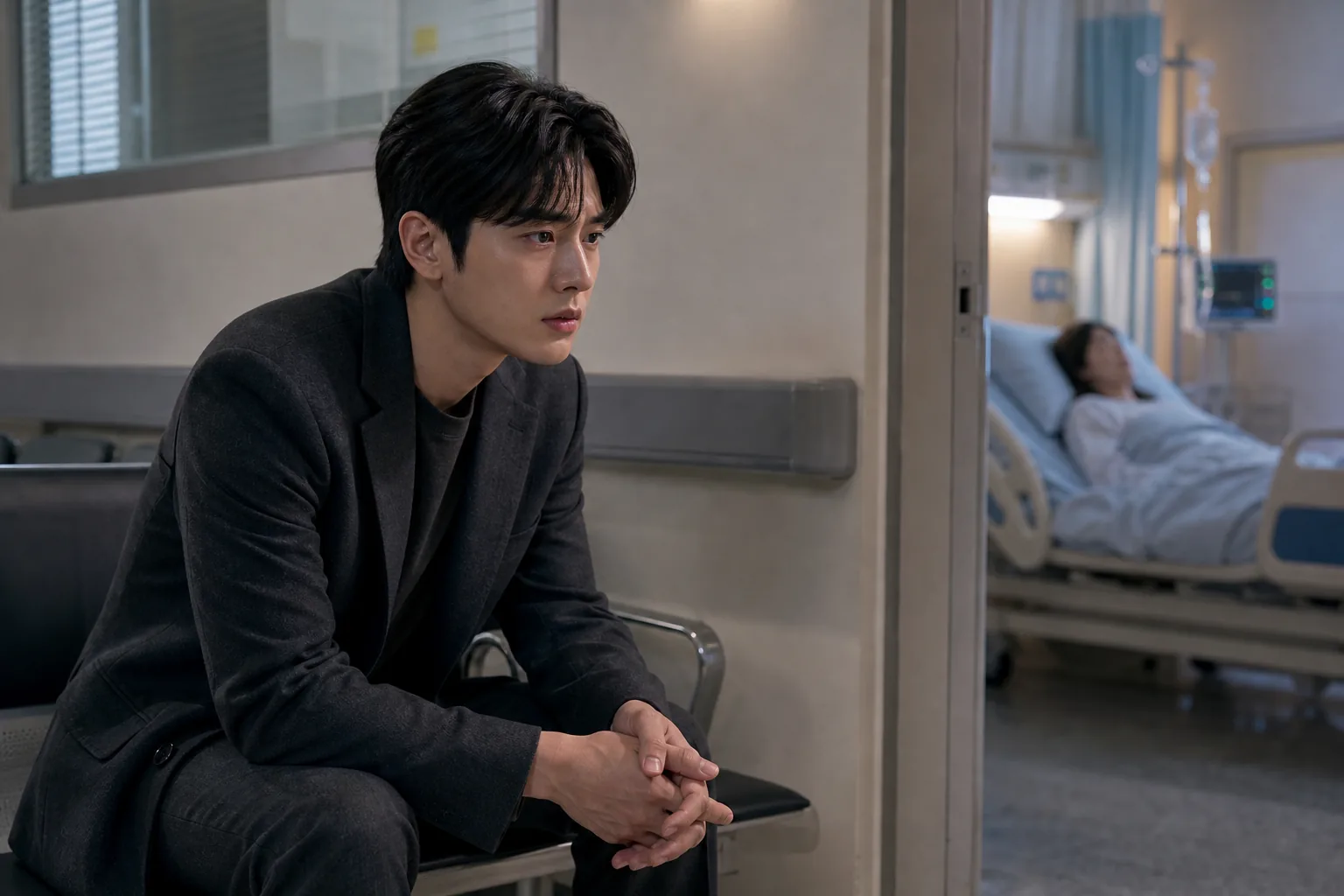 Cha Eun Hwan waits outside a hospital room in Love In Sync episode two preview