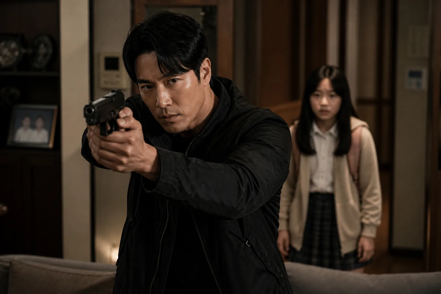 AI editorial image about a Korean action drama drawing strong television ratings
