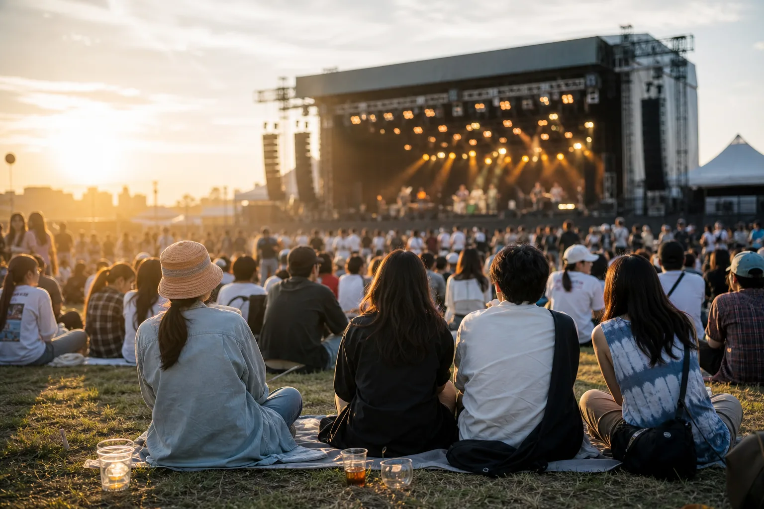 AI-generated Songdo outdoor music festival scene showing international rock audience