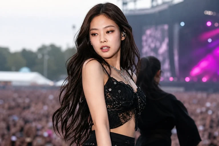 BLACKPINK Jennie festival performance debate illustrated by a concert stage