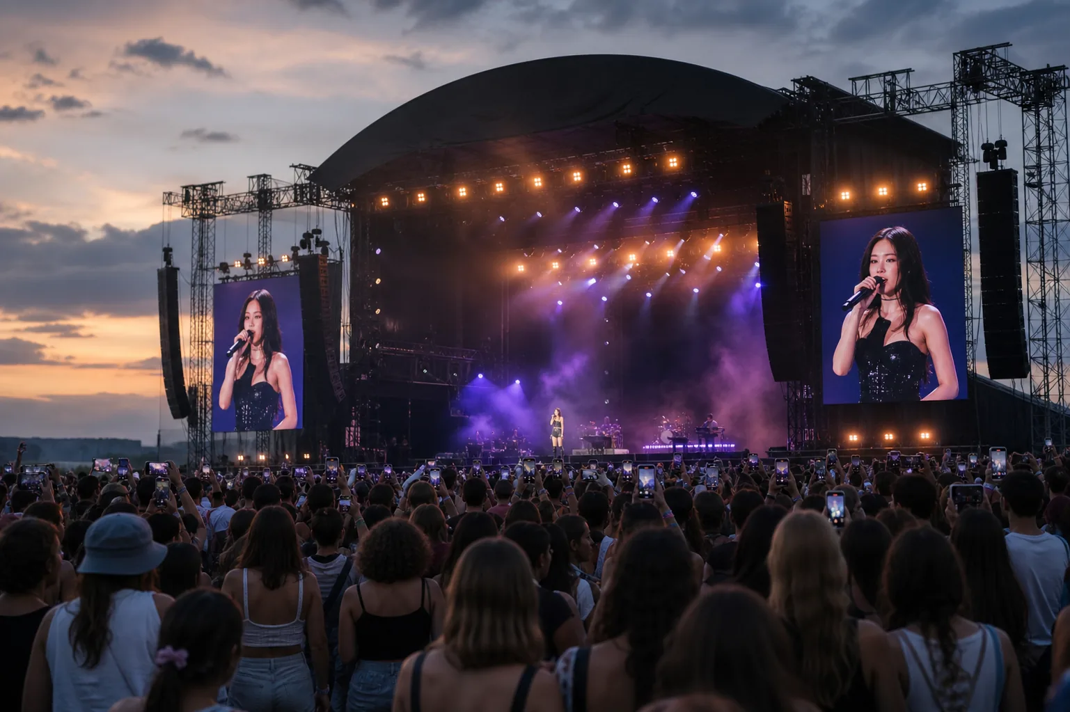 European music festival stage under public performance scrutiny