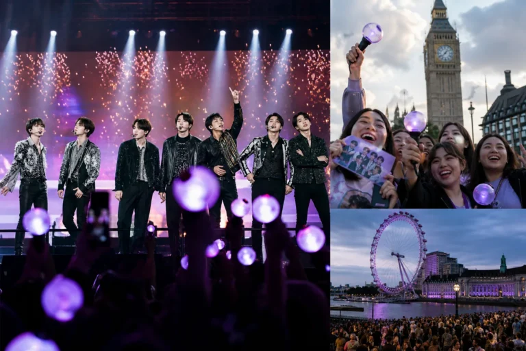 BTS London concert crowd gathering outside Tottenham Hotspur Stadium