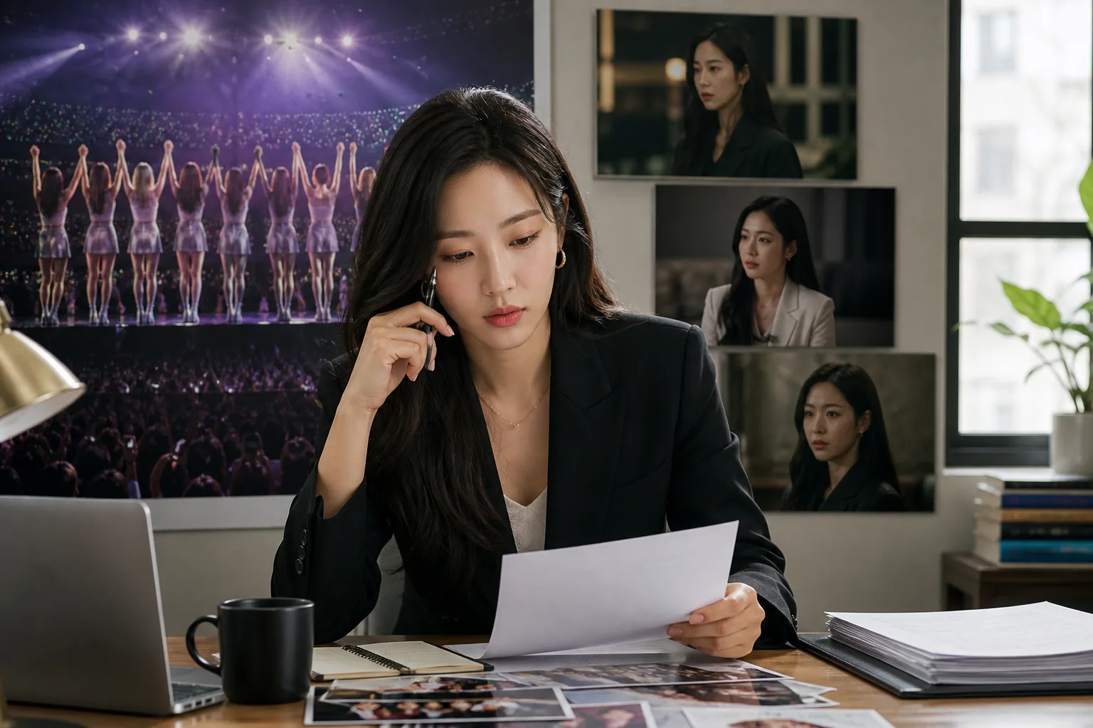 Yuri reviewing her SM Entertainment contract and acting career options