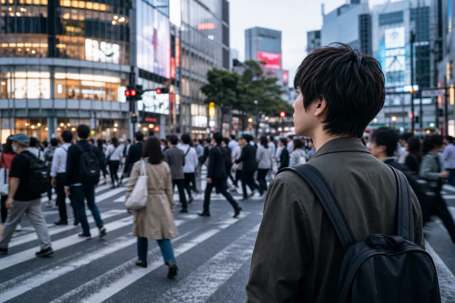 Busy Shibuya crossing illustrating Lee Jun Young's early Japan training story