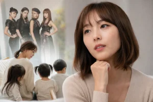 Editorial image representing Sunye discussing motherhood and career after Wonder Girls
