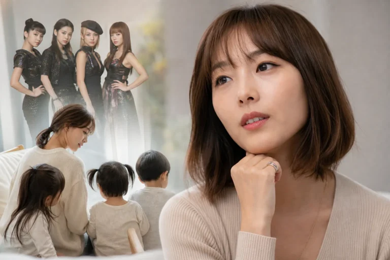 Editorial image representing Sunye discussing motherhood and career after Wonder Girls