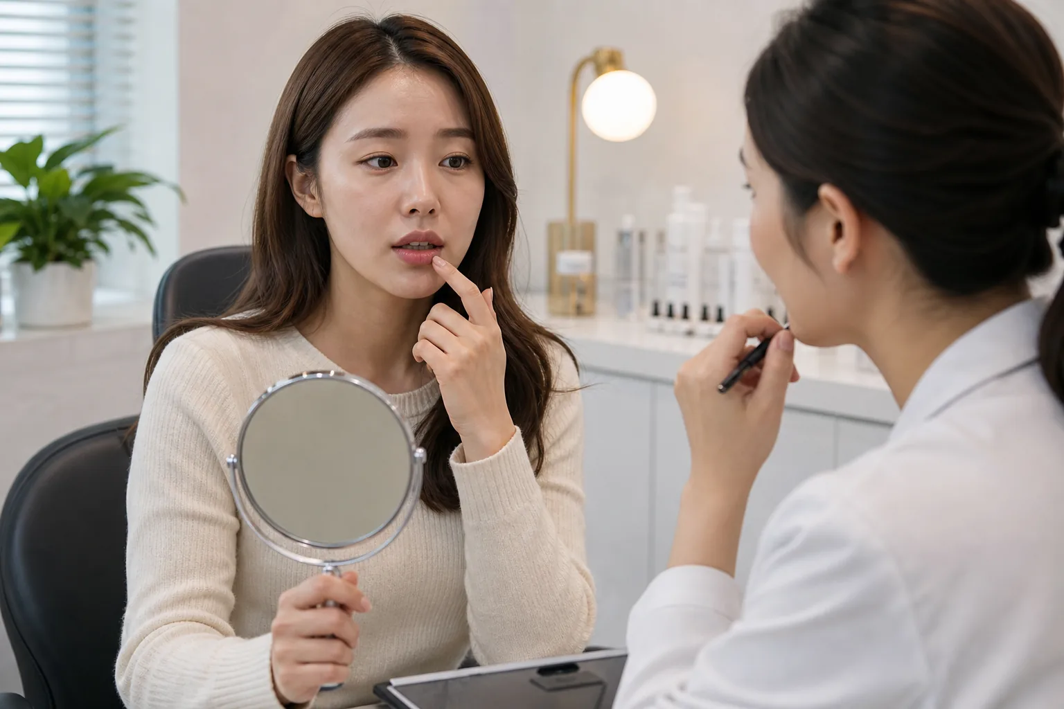 Korean entertainment figure discussing a beauty clinic procedure