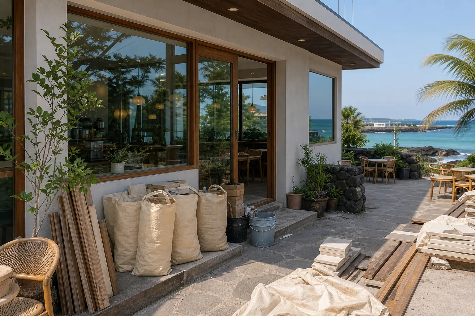 A quiet Jeju cafe preparing for renovation