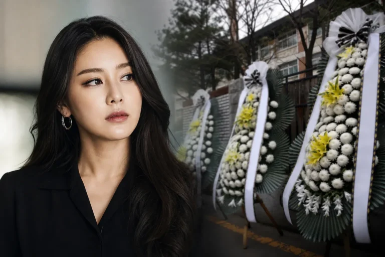 Flower wreaths symbolizing Korean entertainment and public controversy