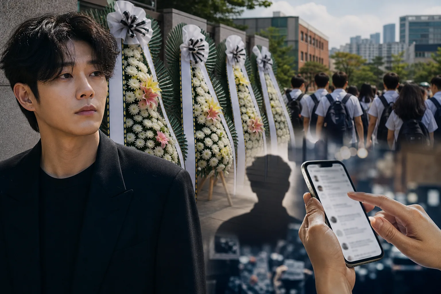 AI visualization of public debate around Korean school controversy and social media