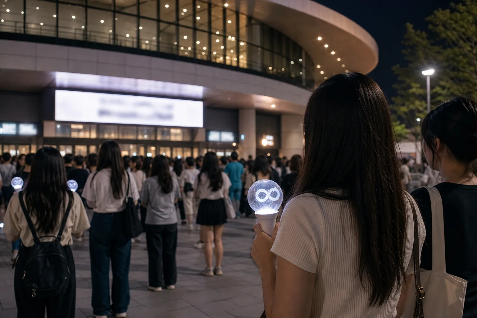 K-pop fans waiting outside a concert venue for INFINITE fanmeeting