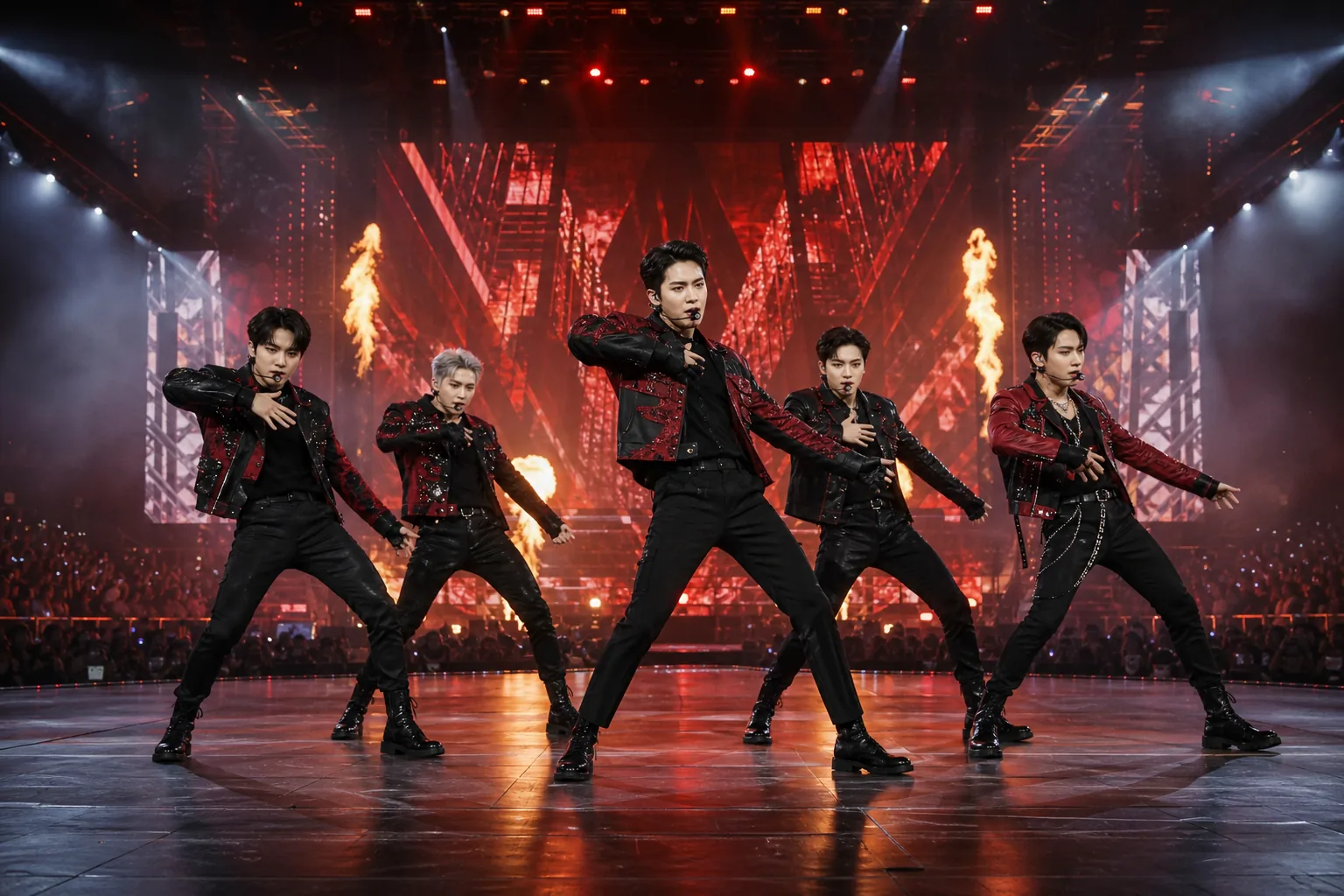 EXO members performing powerful choreography during Manila concert return