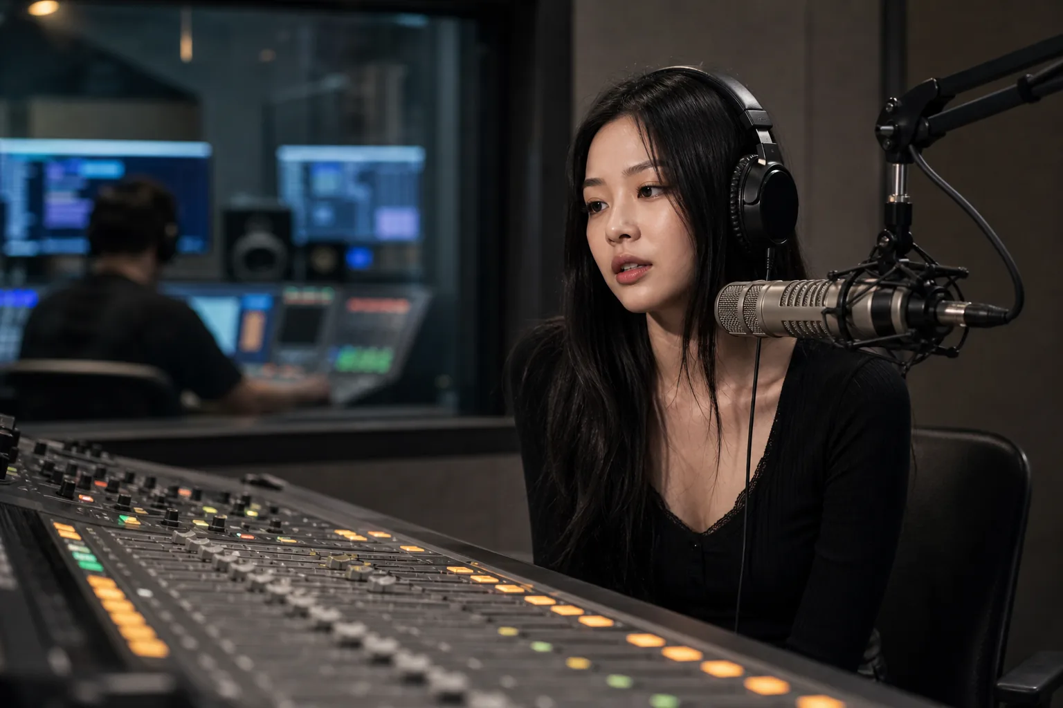 U.S. pop radio studio representing Dracula's Pop Airplay chart rise