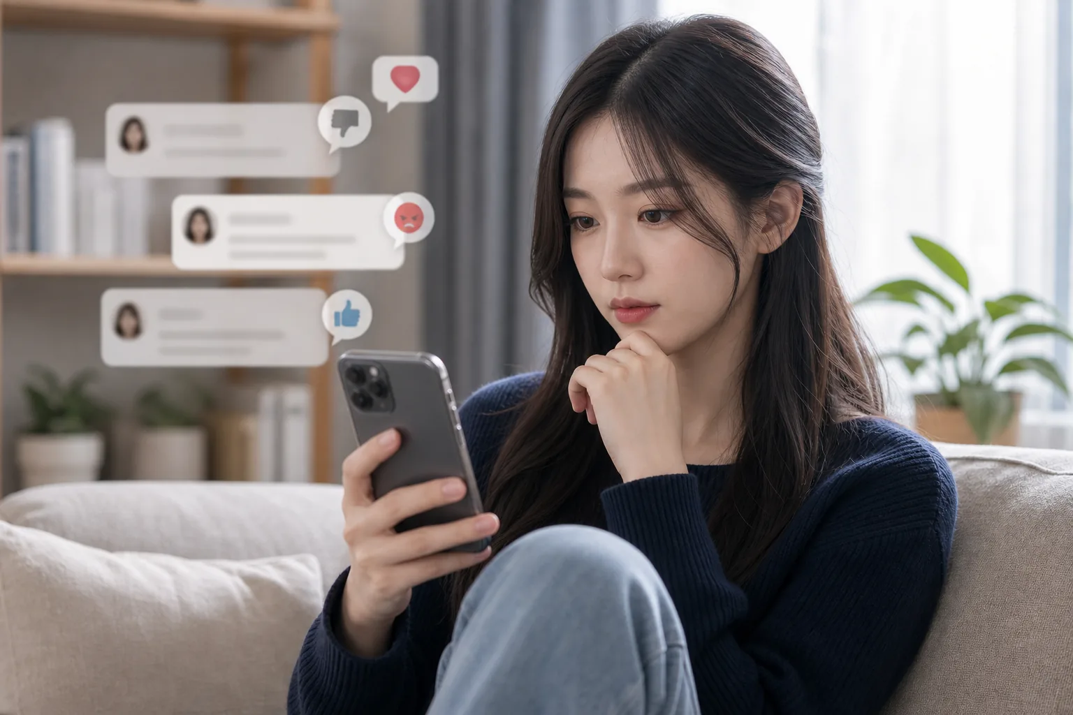 AI editorial image representing public discussion around young Korean entertainment personalities and online scrutiny