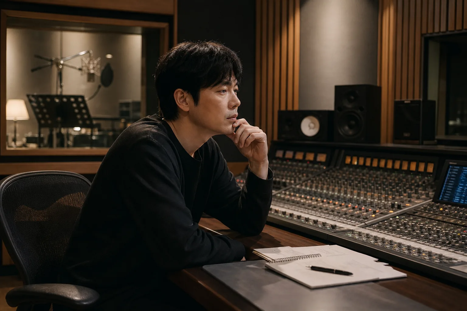 Lee Hyun BIGHIT MUSIC long term partnership visualized in a recording studio