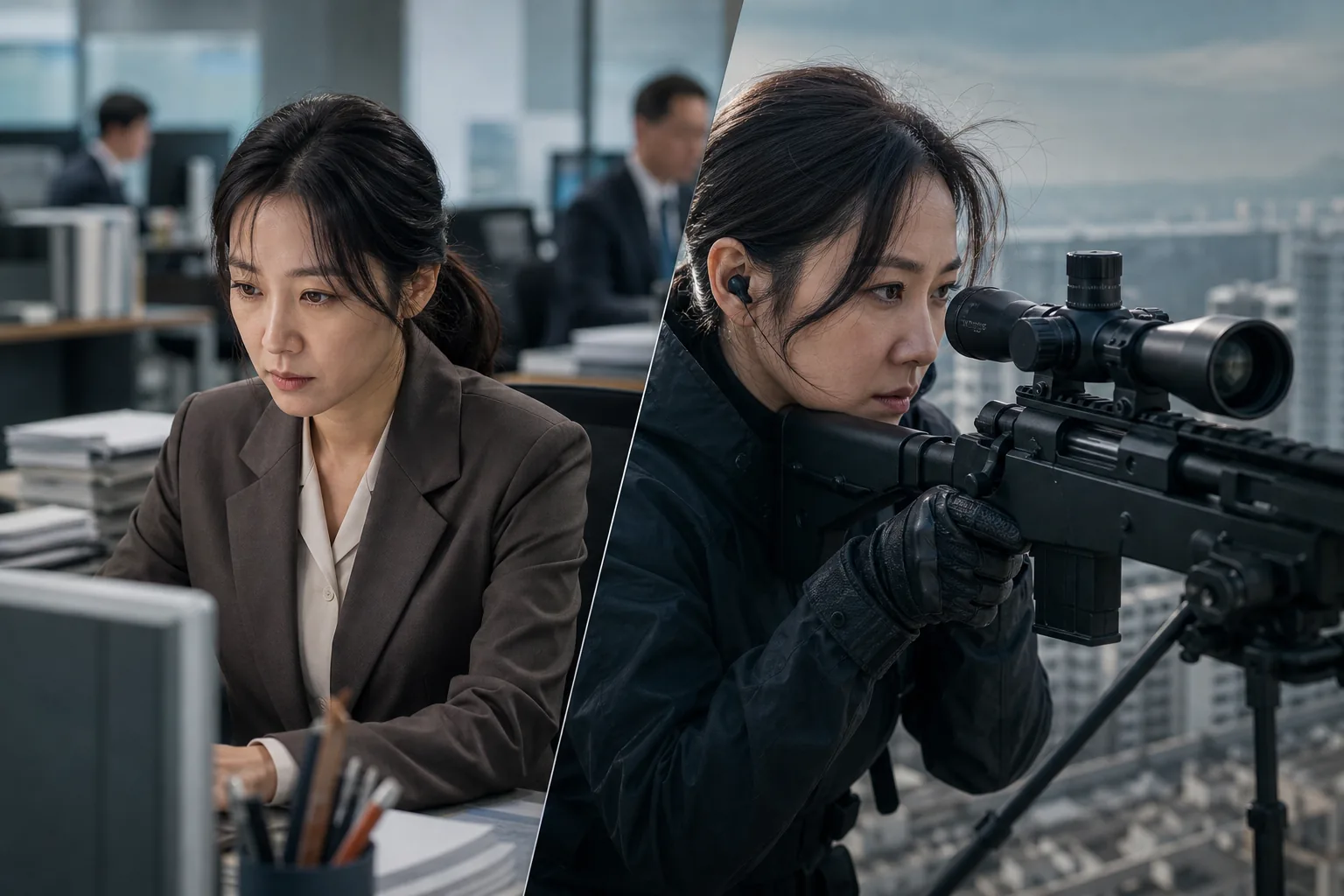 Office worker with secret sniper identity in Korean drama preview