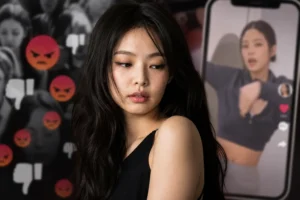 K-pop artist social media reaction concept for BLACKPINK Jennie TikTok story