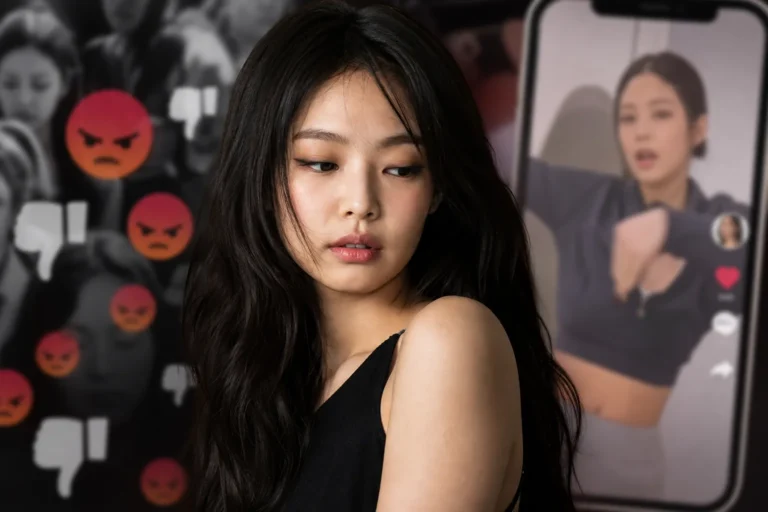 K-pop artist social media reaction concept for BLACKPINK Jennie TikTok story