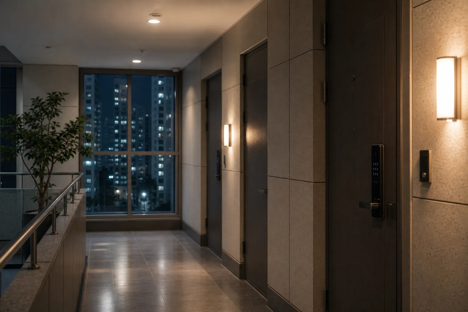 Residential apartment hallway representing public reaction to celebrity family noise controversy