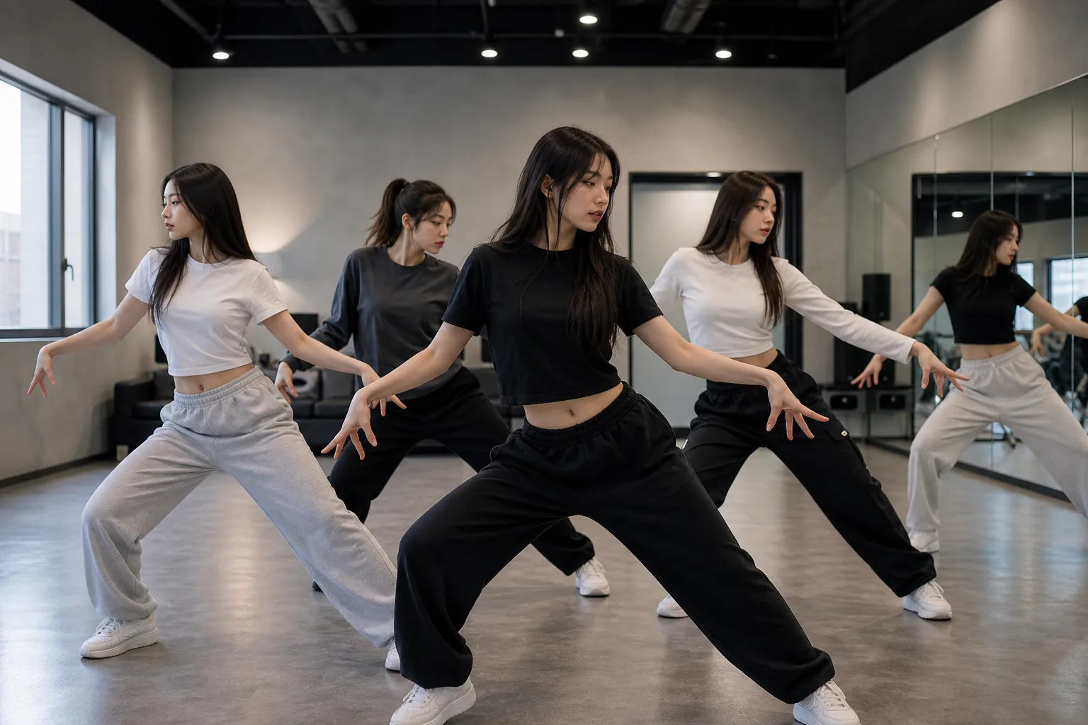 Antenna K-pop trainee practice room concept for first girl group