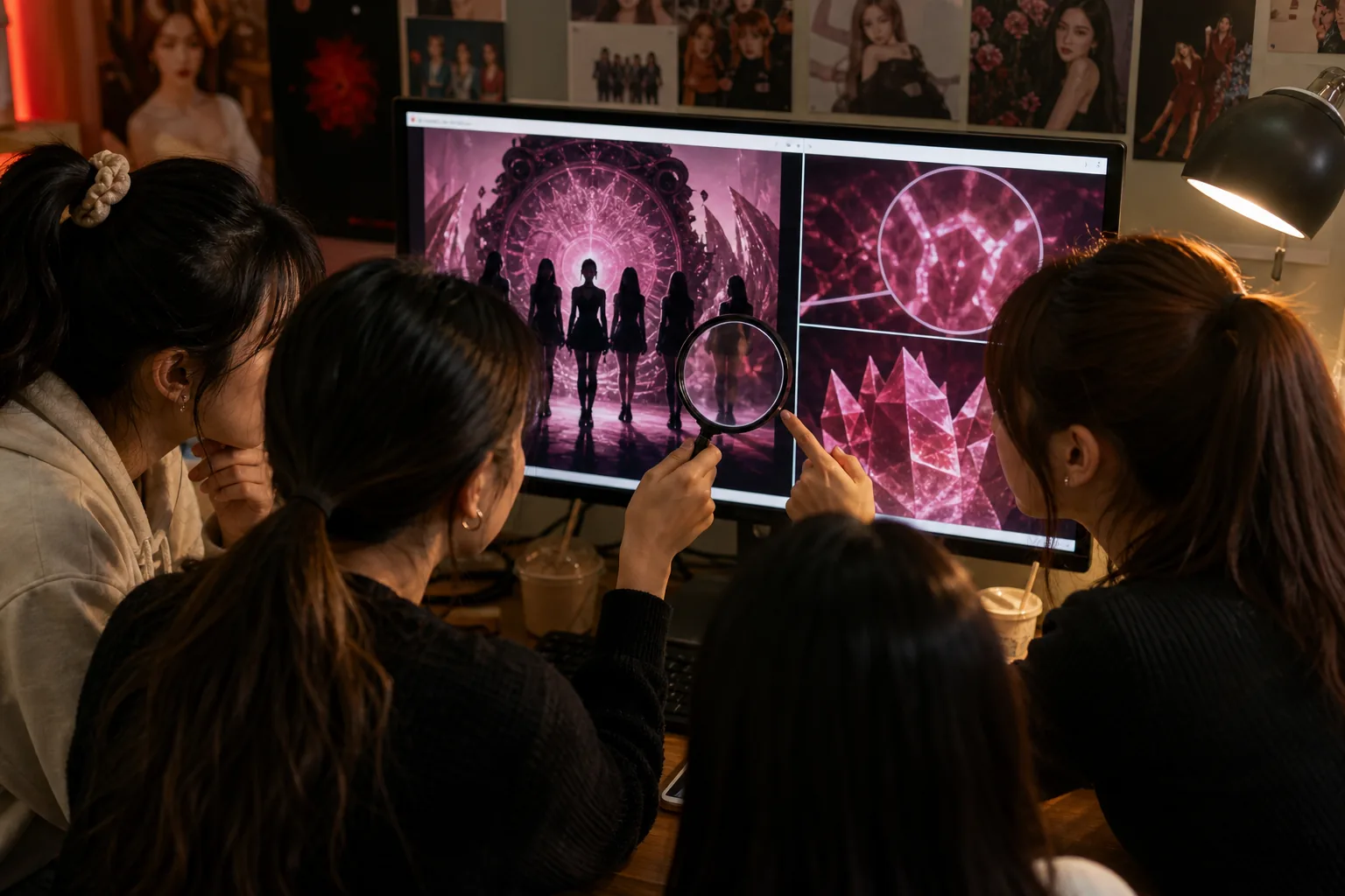 Fans examining a K-pop teaser image for possible AI-generated details