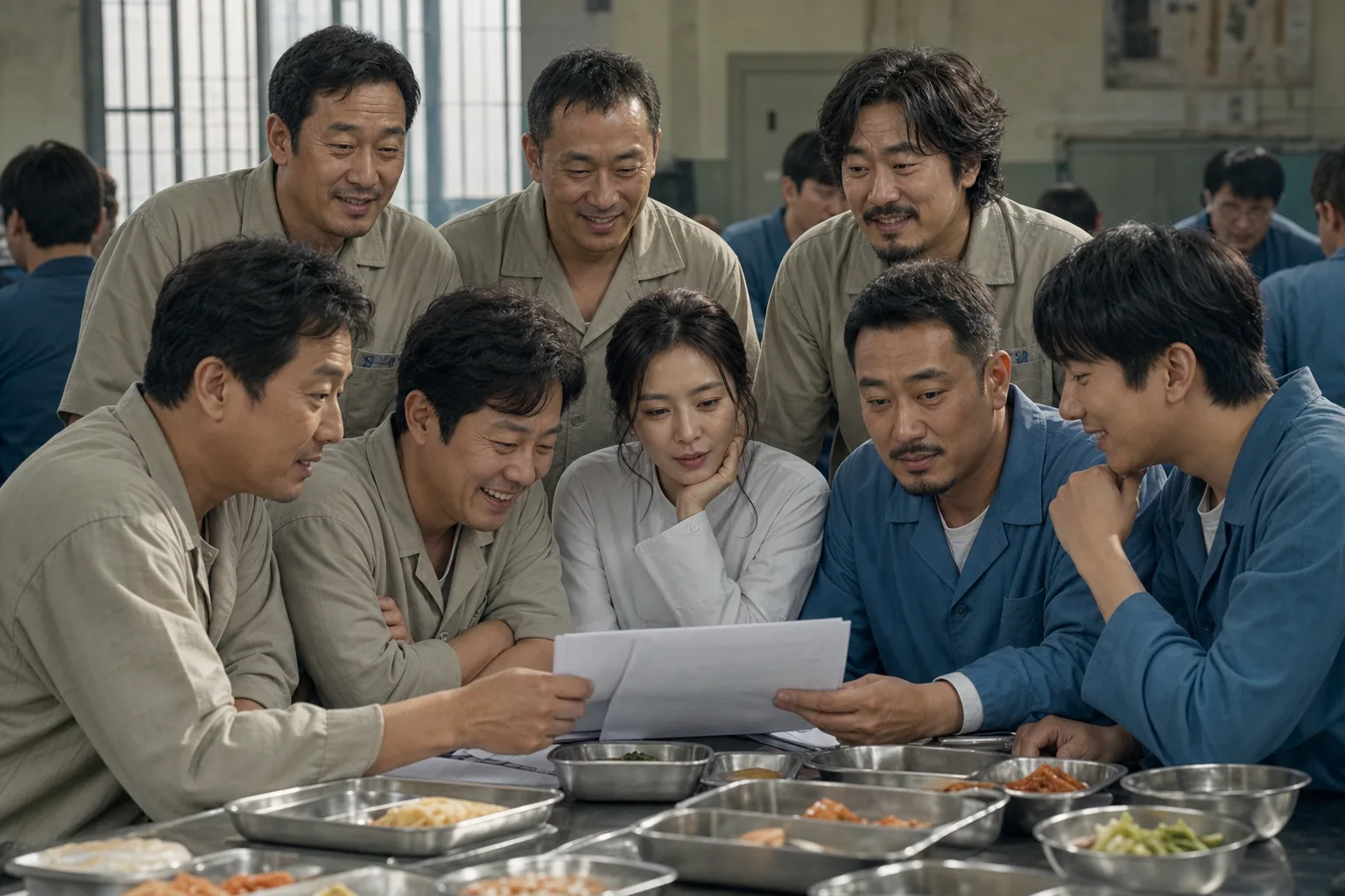 Korean film ensemble script reading atmosphere for The Taste of Prison