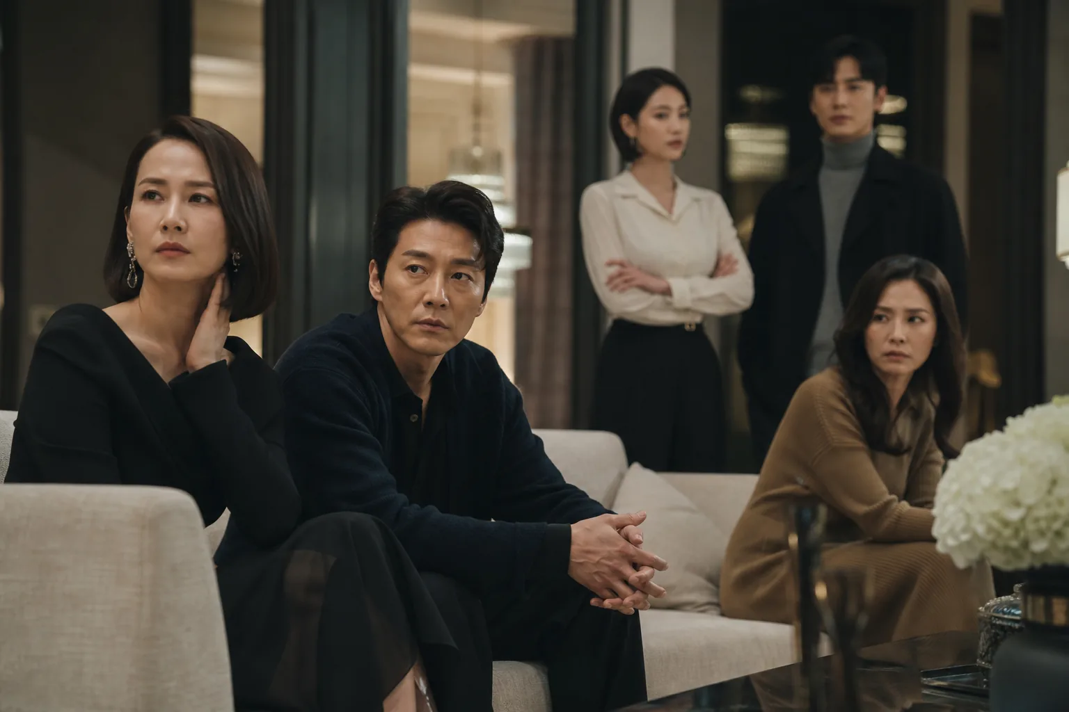 K-drama ensemble mystery and influencer scandal concept