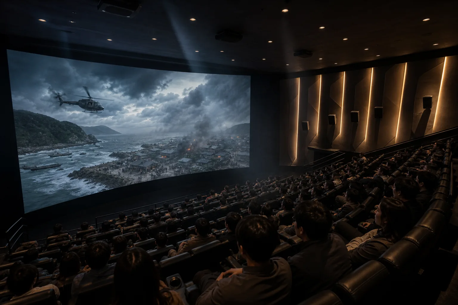 AI editorial image explaining premium theater formats for Korean action thriller HOPE