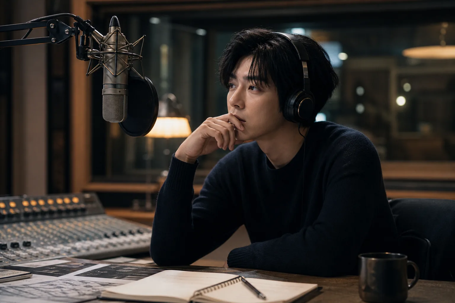 Korean rock musician legacy represented through a modern recording studio