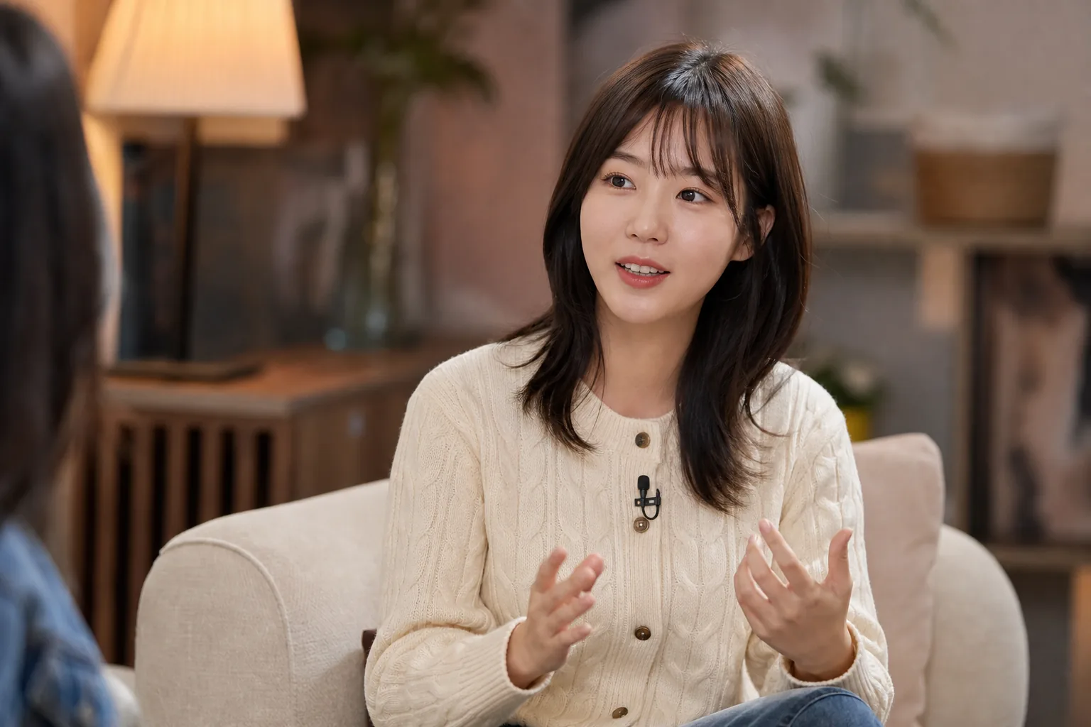 AI editorial image of a Korean celebrity interview about dating and affection