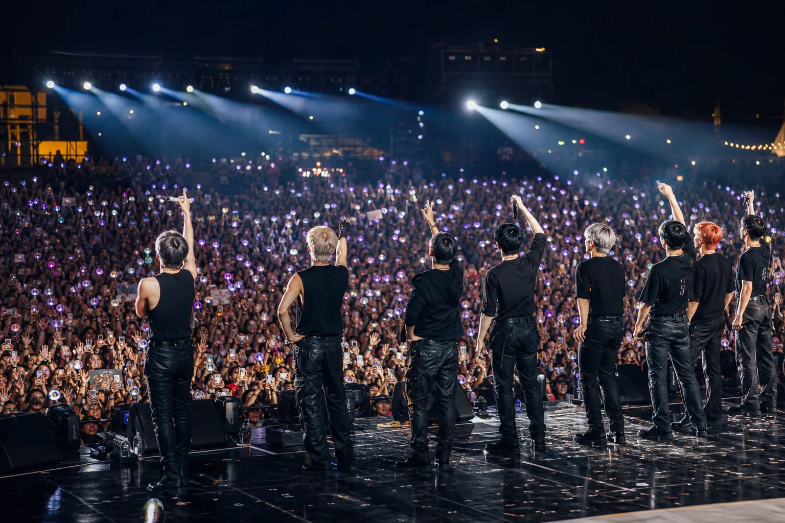 ATEEZ concert crowd and stage lights during emotional performance context