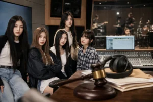 Recording studio equipment representing the NewJeans How Sweet copyright lawsuit