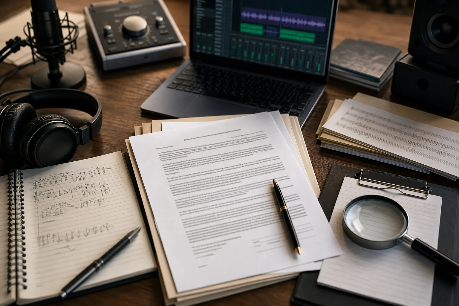 Studio demo and legal documents representing the BTS Swim copyright lawsuit