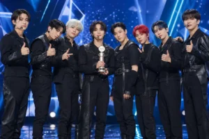 ATEEZ BAD Music Bank win editorial stage image