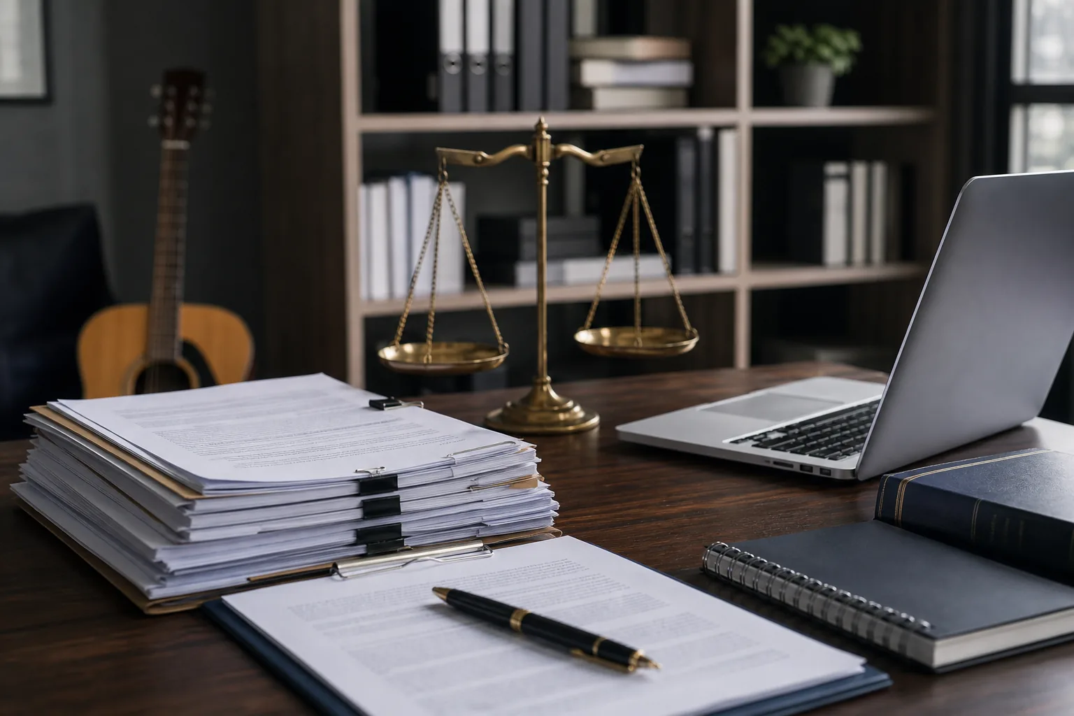 Entertainment industry legal documents representing K-pop copyright scrutiny