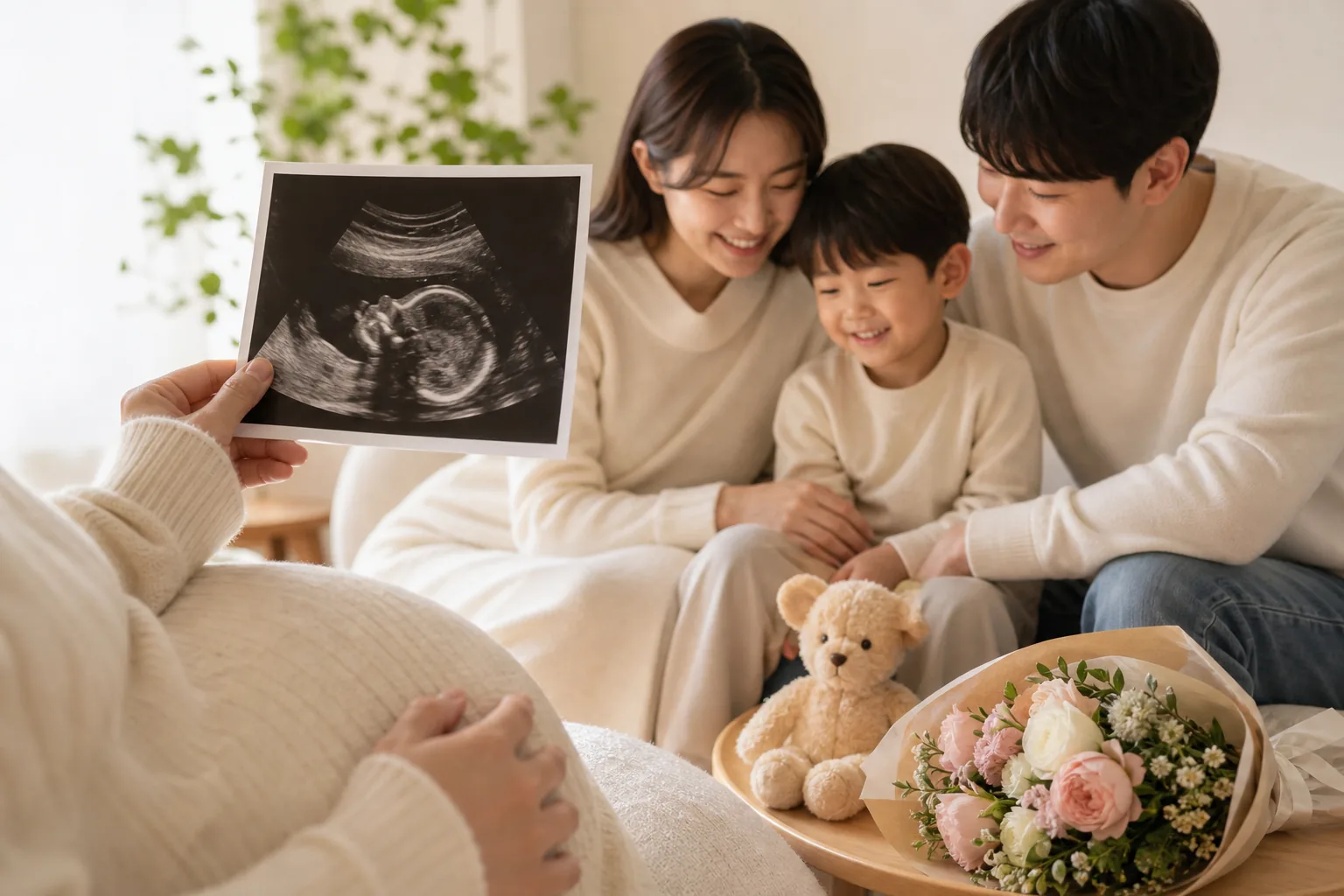 Family ultrasound announcement concept for Kwon Da Mi pregnancy news