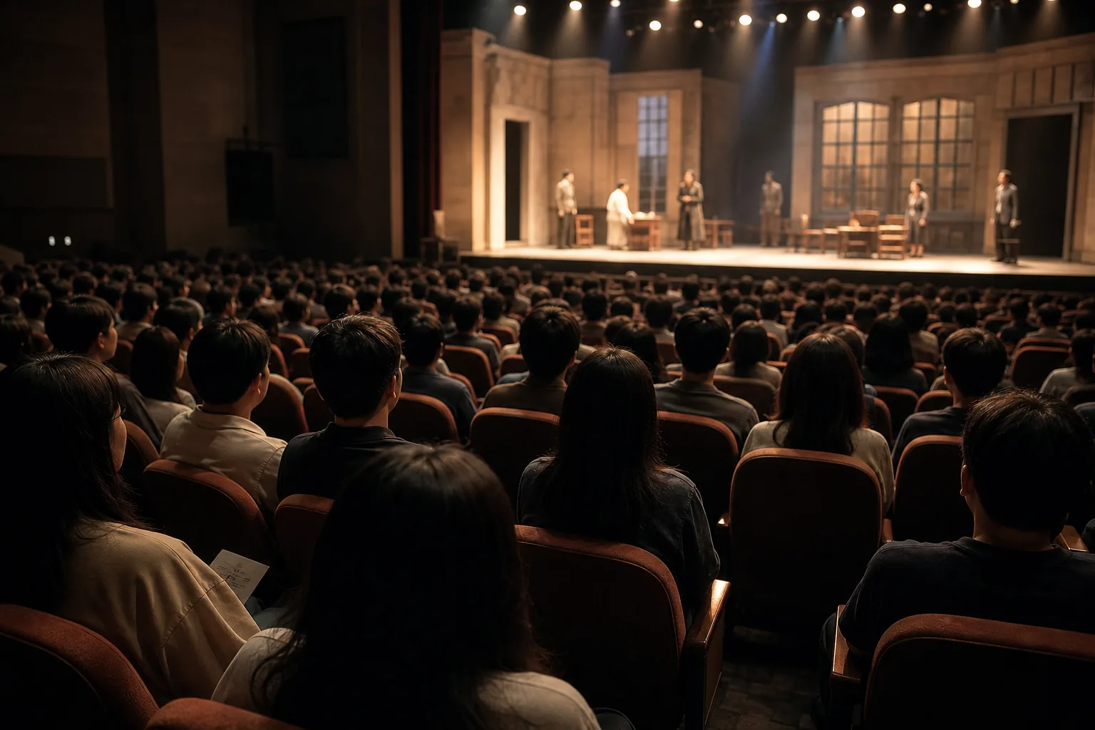 Audience seats and theater box office representing rising Korean stage ticket demand