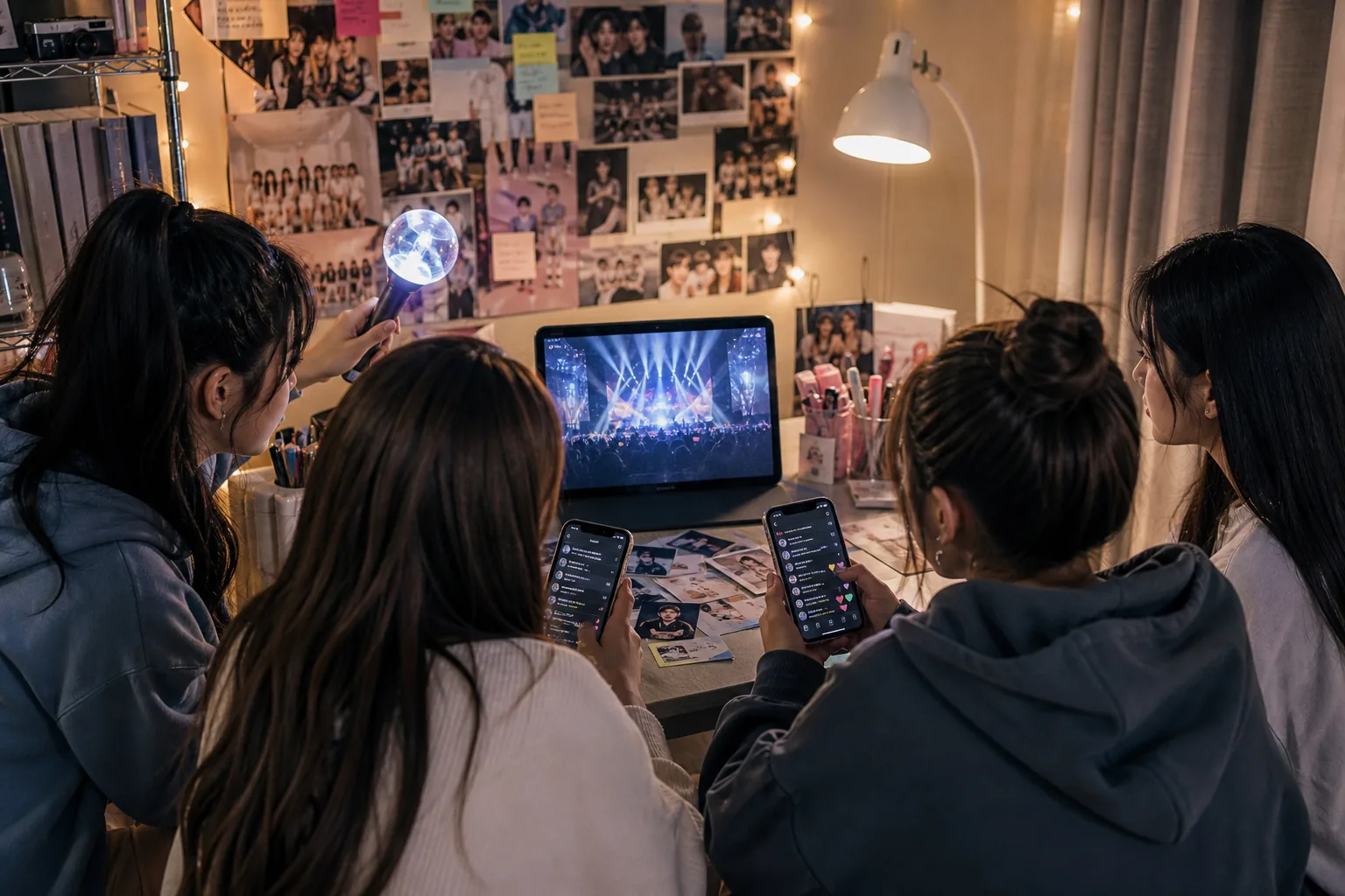 K-pop fan communities tracking charts and festival performances worldwide