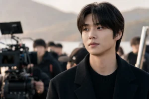 Editorial image of a Korean music video set reflecting Heo Nam-jun and IU collaboration news