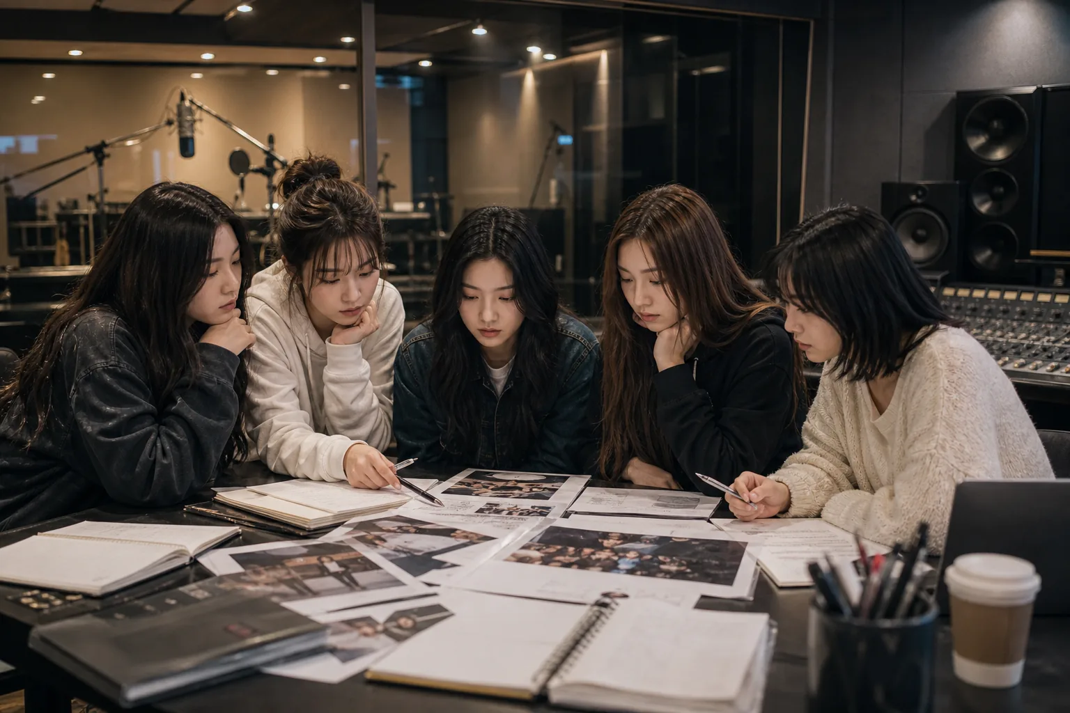 K-pop rookie group comeback strategy with music charts and stage lights