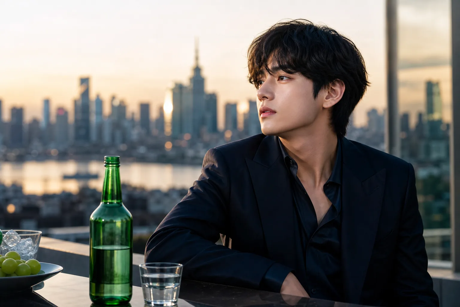 AI editorial image explaining Korean soju expanding in overseas markets