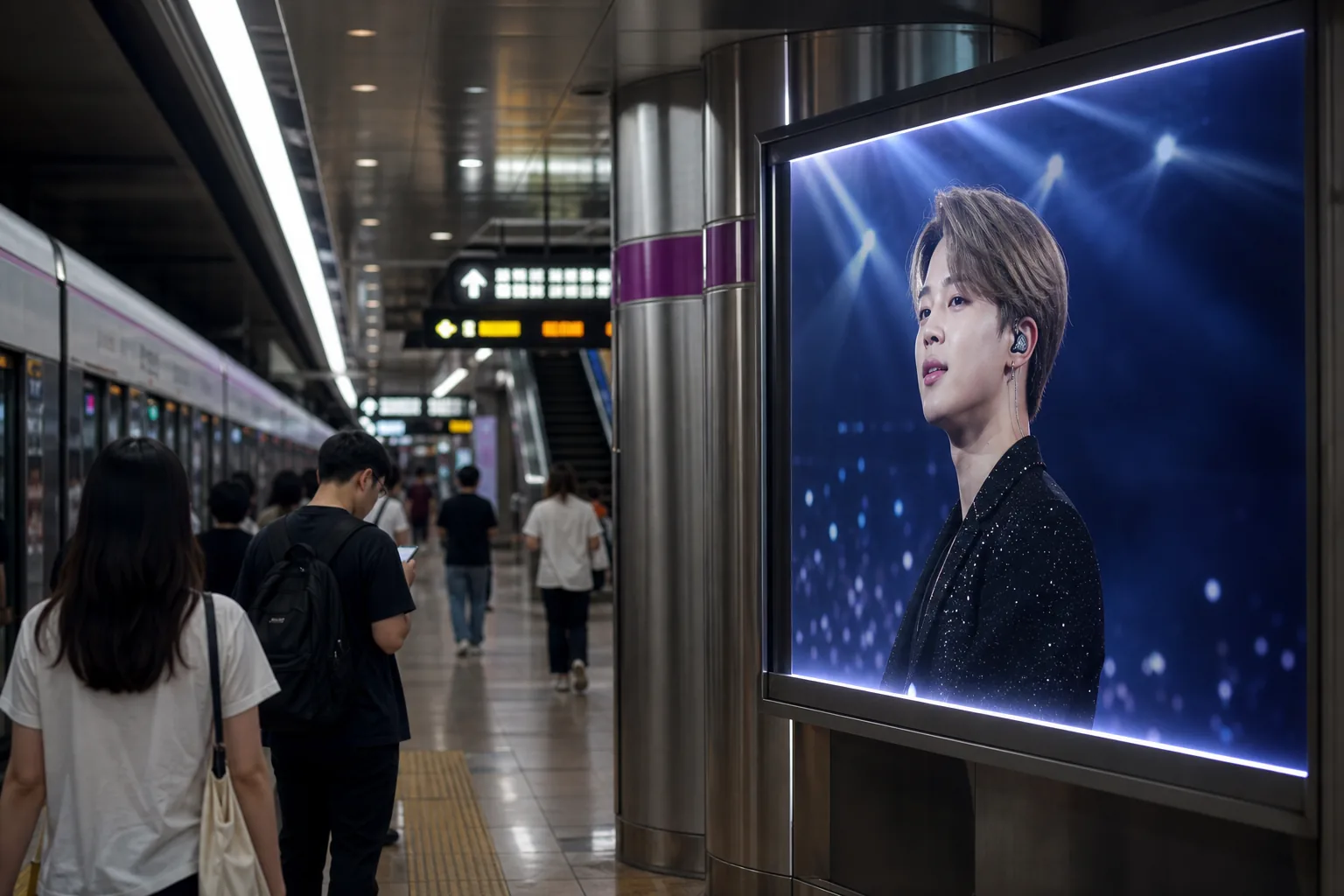 Seoul subway advertising display representing the Jamsil Station CM board reward