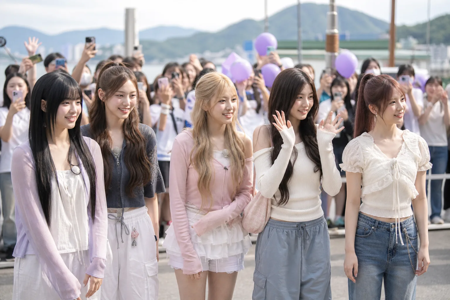 AI editorial image of rookie K-pop idols arriving in Geoje for a hometown event