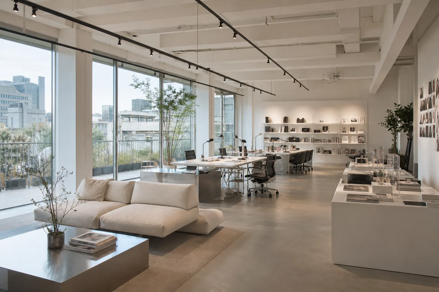 Open modern entertainment company office with gallery style design