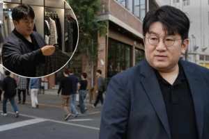 Seoul shopping street scene representing discussion around Bang Si Hyuk photos
